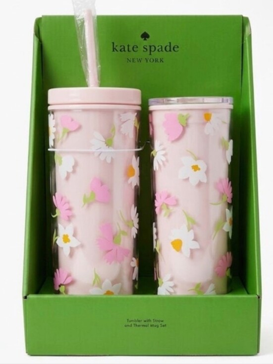 kate spade Other - NWT Kate Spade New York Floral Tumbler with Straw and Thermal Mug Gift Box Set